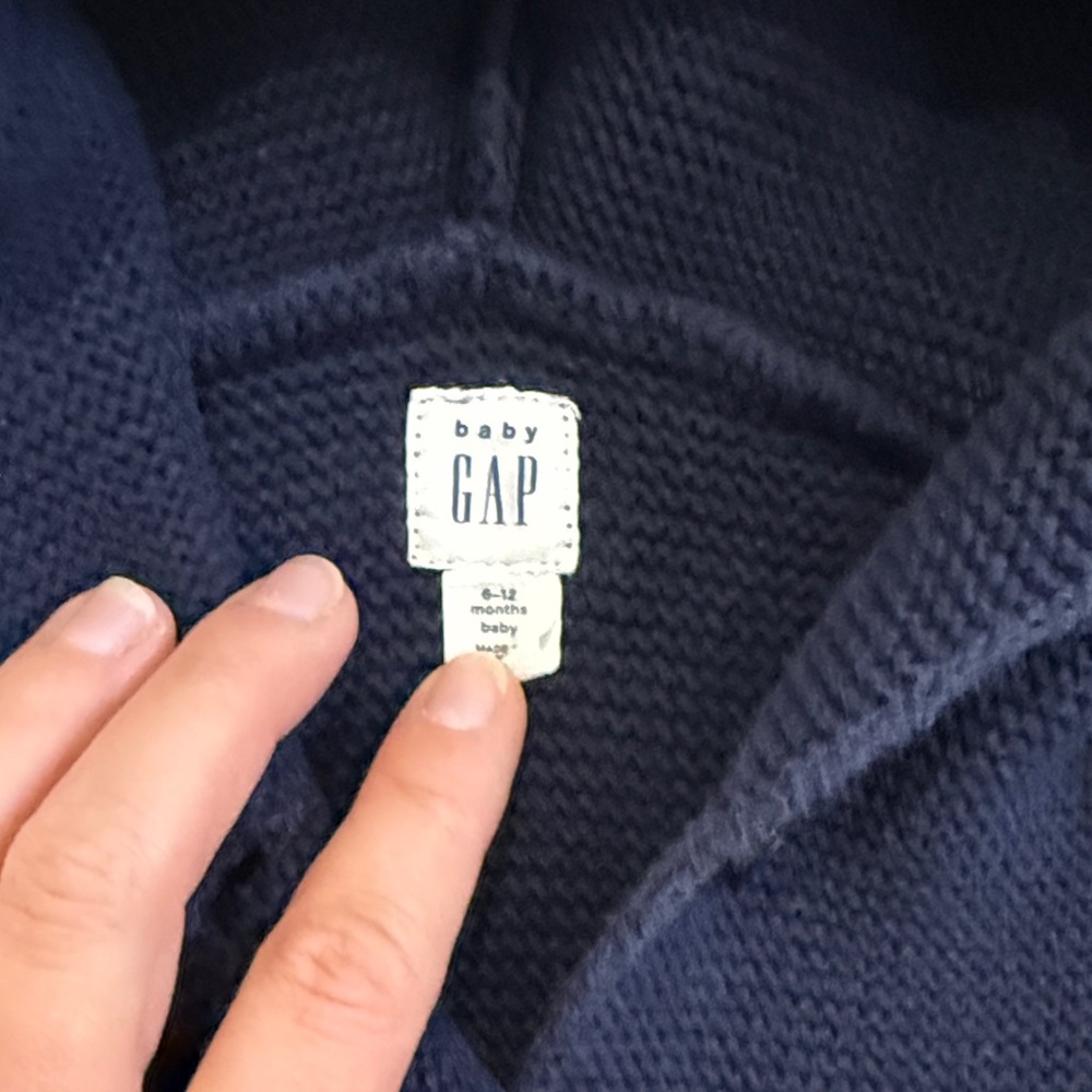 GAP Dark Blue Baby Sweater with Hood - Picture 2 of 3